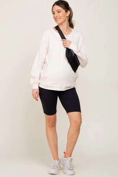 PinkBlush Black Wide Band Maternity Biker Shorts