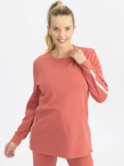 Angel Maternity Maternity Sweat Top in Coral