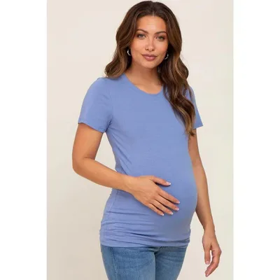 Target PinkBlush Blue Basic Crew Neck Maternity Tee Blue Extra Large