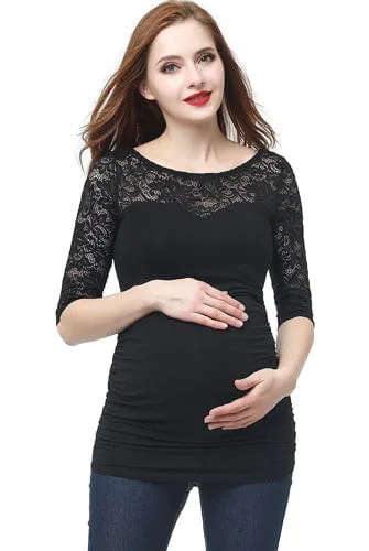 Kimi + Kai Kimi + Kai Maternity "Trudy" Lace Accent Top