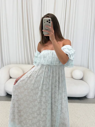 Worth Collective Blakely Maxi Dress in Light Blue - Bump Friendly