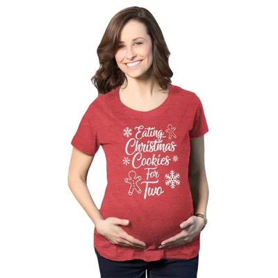 Target Maternity Eating Cookies for Two Pregnancy T shirt Cute Christmas Announcement - Crazy Dog Maternity T Shirt Gift For Christmas Red S
