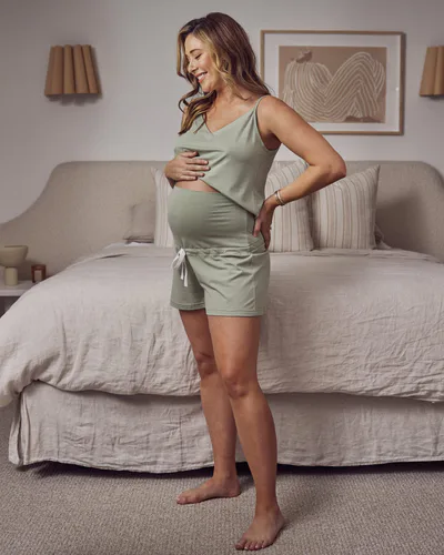 Angel Maternity Marina 2-piece Maternity & Nursing  PJ Set - Moss Green