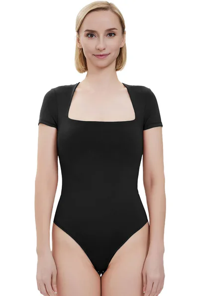 Kimi + Kai Kimi + Kai Women's Square Neck Short Sleeve Bodysuit