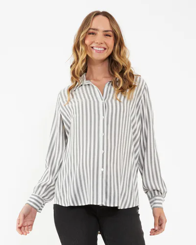 Ripe Maternity Lou Stripe Shirt  Black / White