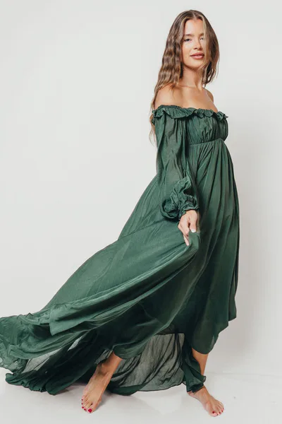 Worth Collective Elowen Maxi Dress in Evergreen - Bump Friendly *10/15 PRE-ORDER*