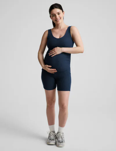 Beyond Yoga Spacedye Movin Mama Maternity Biker Jumpsuit