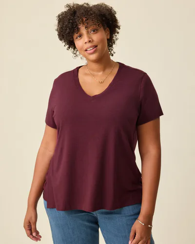 Kindred Bravely Modal V-neck Nursing T-shirt | Deep Burgundy