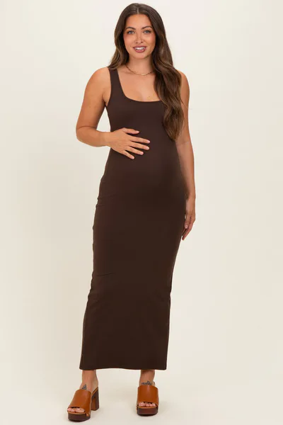 PinkBlush Fudge Low Back Square Neck Maternity Maxi Dress