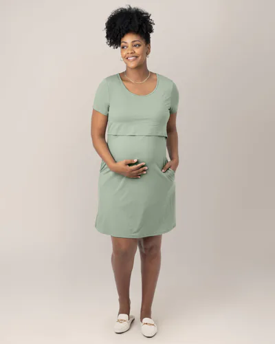Kindred Bravely Eleanora Bamboo Maternity & Nursing Dress | Aqua Mist