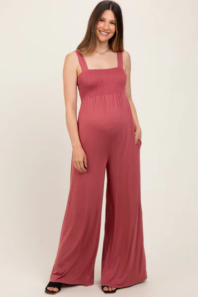 PinkBlush Pink Sleeveless Wide Leg Maternity Jumpsuit