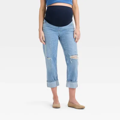 Target Over Belly Cropped Vintage High-Rise Straight Maternity Pants - Isabel Maternity by Ingrid & Isabel™ Medium Wash 2: Denim, Ankle Length