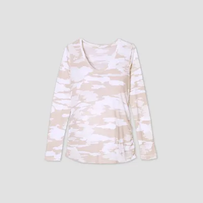 Target Long Sleeve Scoop Neck Side Shirred Maternity T-Shirt - Isabel Maternity by Ingrid & Isabel™ Oatmeal Camo Print M