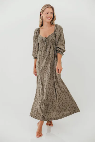 Worth Collective Cecilia 100% Cotton Maxi Dress in Olive Foliage -  Bump Friendly & Inclusive Sizing *8/28 PRE-ORDER*