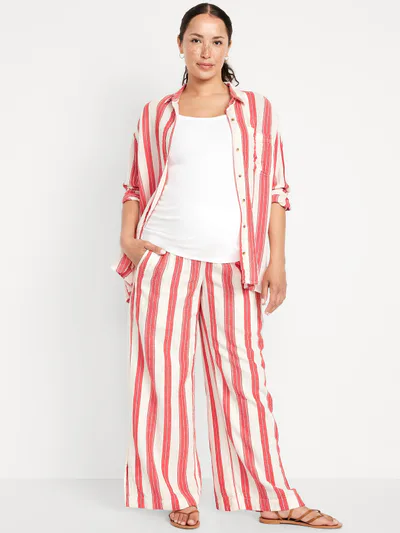 Old Navy Maternity Rollover Waist Crinkle Gauze Wide-Leg Pants