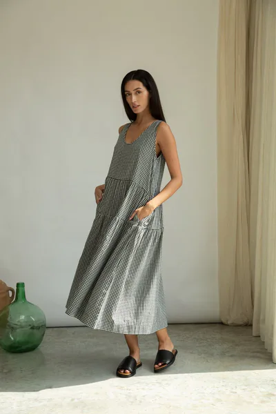 For The Creators KYRA-CAY Organic Cotton Dress | Monochrome Gingham