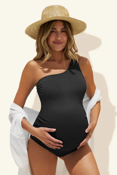 Summer Mae Maternity One Shoulder Ring Linked Swimsuit | One Piece Bathing Suit