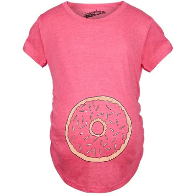 Target Womens Pregnancy Donut Baby Bump Cute Maternity Announcement Funny T Shirt - Crazy Dog Maternity T Shirt For Foodies Pink L