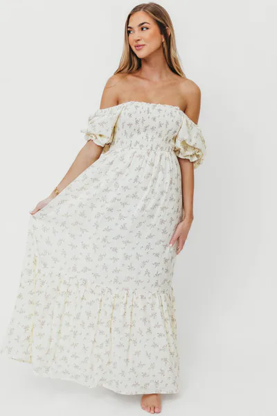 Worth Collective Livvy 100% Cotton Maxi Dress in Lilac Floral - Bump Friendly & Inclusive Sizing