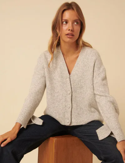 For The Creators Light Grey V-Neck Cardigan