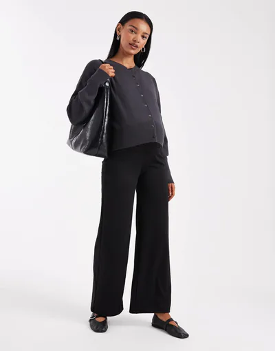ASOS ONLY Maternity wide leg jersey pants in black