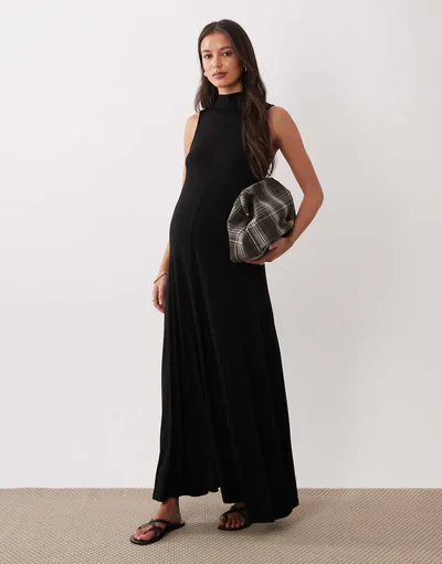 ASOS high neck maxi dress in black