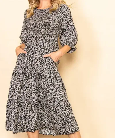 Bump City The Vanessa Plus Size Floral Smocked Mid Dress