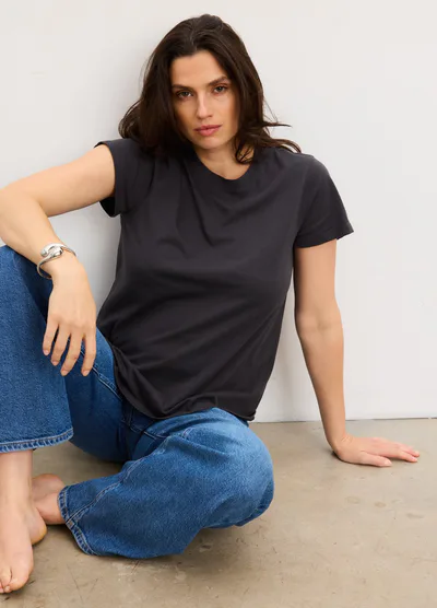 HATCH Washed Cotton Short Sleeve Crew Tshirt