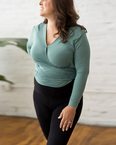 Milk & Baby Nursing & Maternity Everywhere Long-Sleeve Wrap Blouse | Mineral