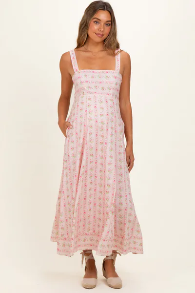 PinkBlush Pink Peony Floral Maternity Maxi Dress