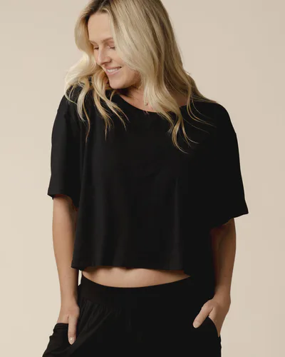 Kindred Bravely Aria Bamboo Casual Cropped Short Sleeve Top