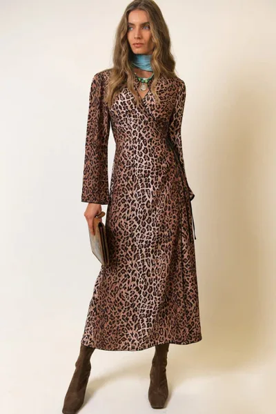 For The Creators Cindy Leopard Wrap Dress