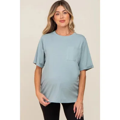 Target PinkBlush Mint Green Oversized Pocket Front Short Sleeve Maternity Top Mint Green Extra Large