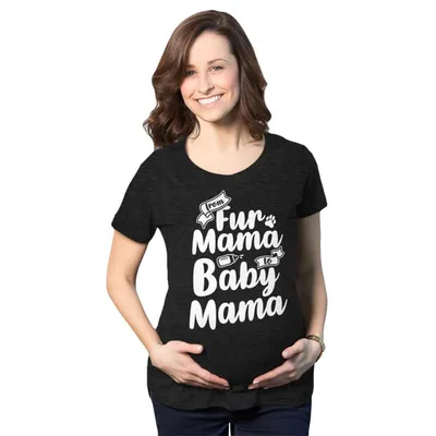 Target Maternity From Fur Mama to Baby Mama T Shirt Cute Pet Dog Pregnancy Tee - Crazy Dog Maternity T Shirt Gift for Mom Black M