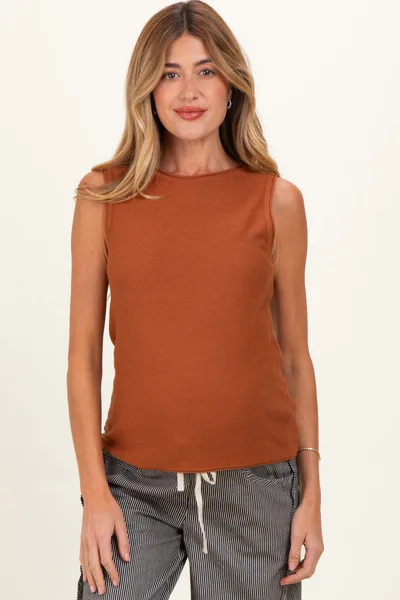 PinkBlush Copper Knit Sleeveless Maternity Top