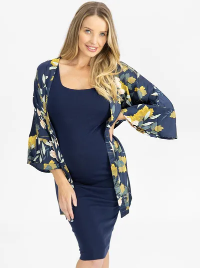 Angel Maternity Maternity Blooming Sateen Nursing Wrap Top - Floral