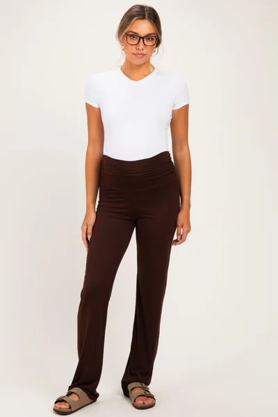 PinkBlush PinkBlush Brown Foldover Maternity Lounge Pants