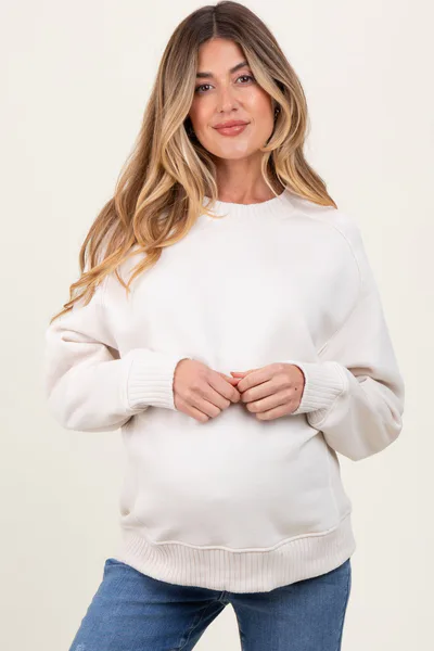 PinkBlush Ivory Pullover Maternity Terry Crewneck