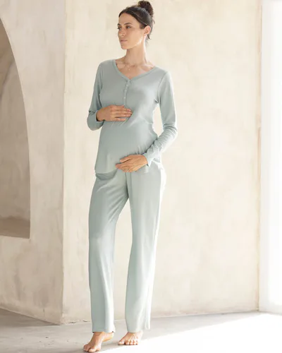 Angel Maternity Amira 2-piece Maternity Sleepwear Set in Sea Mist