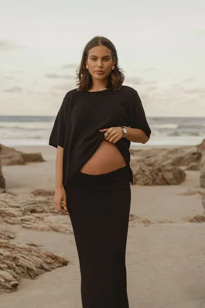 Legoe Heritage Poppy Cotton Knit Skirt (Black) - FINAL SALE