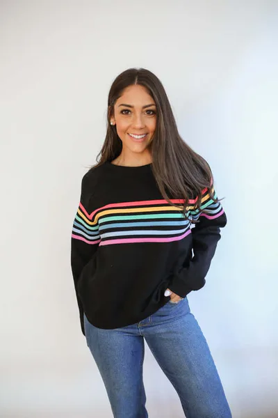 Milk & Baby Six Stripe Invisible Zip Breastfeeding Sweatshirt