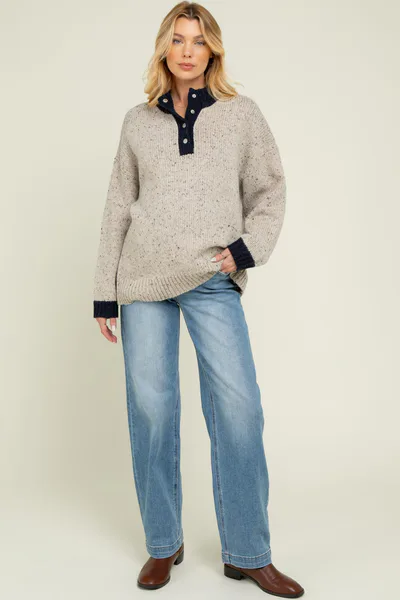 PinkBlush Blue Medium Wash Baggy Straight Leg Maternity Jeans