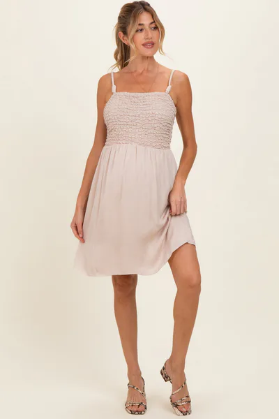 PinkBlush Papyrus Knot Detail Smocked Maternity Mini Dress