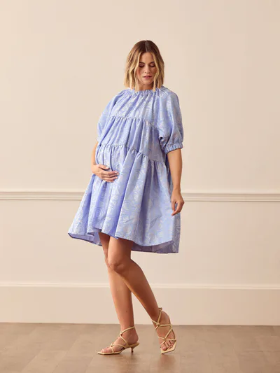 For The Creators Sapphire Rose Jacquard Mini Dress